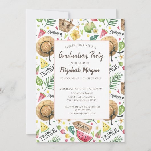 Meiskleurig strand onthax Afstuderen Kaart (Voorkant)