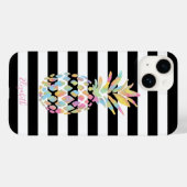 Meiskleurige anananas, zwarte witte strepen Case-Mate iPhone case (Achterkant (horizontaal))