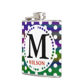Meiskleurige monogram polka-stippen heupfles (Links)