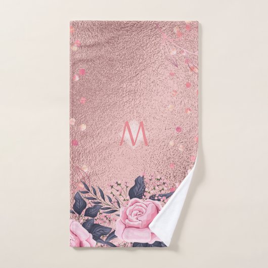 Meislust Ever ROSEGOLD Blue Pink Floral MONOGRAM Handdoek (Handdoek)