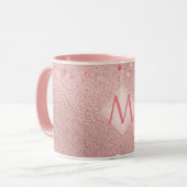 Meislust Ever ROSEGOLD Blue Pink Floral MONOGRAM Mok (Voorkant links)