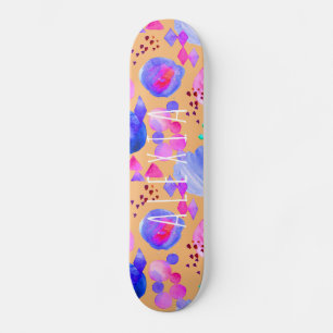 Meismoderne abstracte waterverf jouw naam skateboard