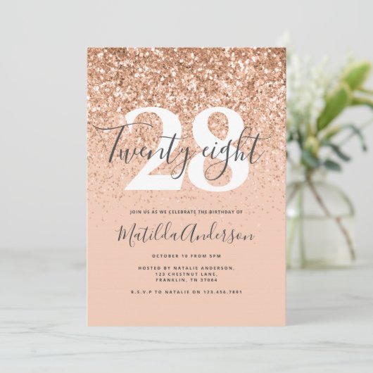 Meismoderne pekglitter-typografie verjaardag (Staand voorkant)