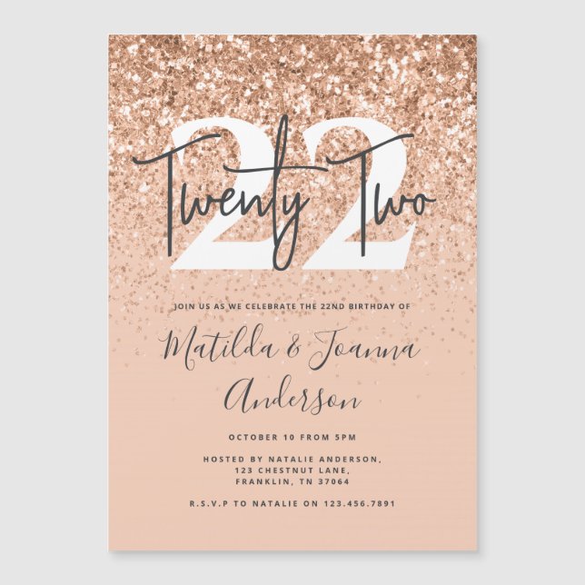 Meismoderne pekglitter-typografie verjaardag (Voorkant)