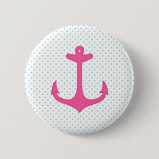 Meisroze Anchor Polka Dot Nautical Design Ronde Button 5,7 Cm (Voorkant)