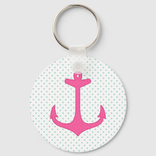 Meisroze Anchor Polka Dot Nautical Design Sleutelhanger