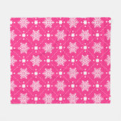 Meisroze en witte sneeuwvlokken kerstpatroon fleece deken (Voorkant (Horizontaal))