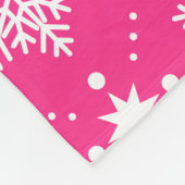 Meisroze en witte sneeuwvlokken kerstpatroon fleece deken (Hoek)