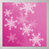 Meisroze en witte sneeuwvlokken voor kerstmis poster (Voorkant)