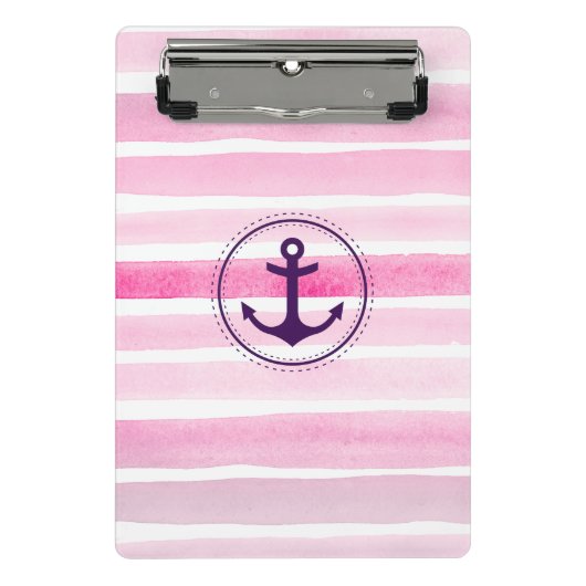 Meisroze en witte Waterverven met anker Mini Klembord (Voorkant)