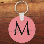 Meisroze gepersonaliseerd monogram sleutelhanger (Voorkant)