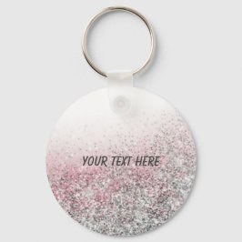 Meisroze glitter gepersonaliseerde partij gunt cad sleutelhanger