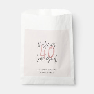 Meisroze glitter modern stijlvol 40ste verjaardag  bedankzakje