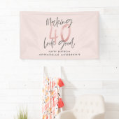 Meisroze glitter modern stijlvol 40ste verjaardag spandoek (Insitu)