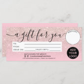 Meisroze glitter ombre gift certificate logo (Voorkant / Achterkant)