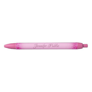 Meisroze Glitter Shiny Personalized Script Name Zwarte Inkt Pen