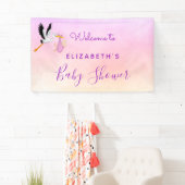 Meisroze paars roos goudhaver baby shower spandoek (Insitu)