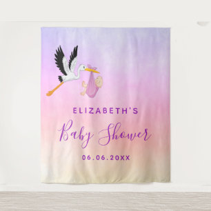 Meisroze paars roos goudhaver baby shower wandkleed