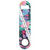 Meisroze Paarse Blauwgroen Waterverf bloemen Speed Flessenopener (Voorkant)
