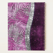 Meisroze paarse zilverglitter vertrekt monogram planner (Achterkant)