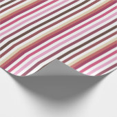 Meisroze rode, horizontale strepen patroon cadeaupapier (Hoek)