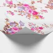 Meisroze roze roze roze goudkleurige bloem cadeaupapier (Hoek)