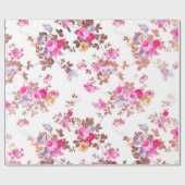 Meisroze roze roze roze goudkleurige bloem cadeaupapier (Vlak)