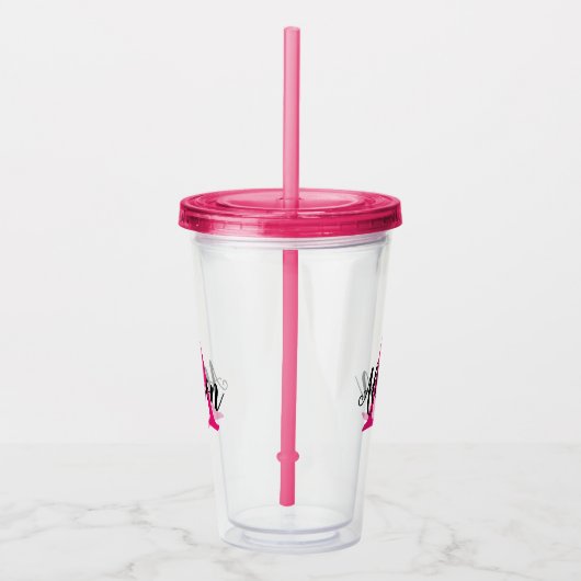 Meisroze script - Aangepast monogram  Acryl Drinkbeker (Rechts)