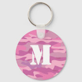 Meisroze sleutelhanger camouflagemonogram (Voorkant)