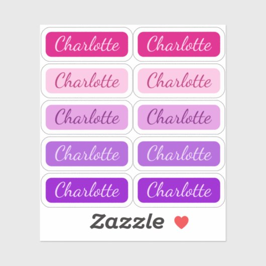 Meisroze tot Paarse Elegant Signature Name Labels (Vel)