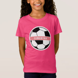 Meisroze Voetbal Meisroze sportmonogram T-shirt