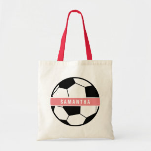 Meisroze Voetbal Meisroze sportmonogram Tote Bag