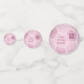 Meisroze voetbalfeestje confetti (Achterkanten)