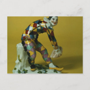 Meissen figuur van Harlequin, c.1750 Briefkaart