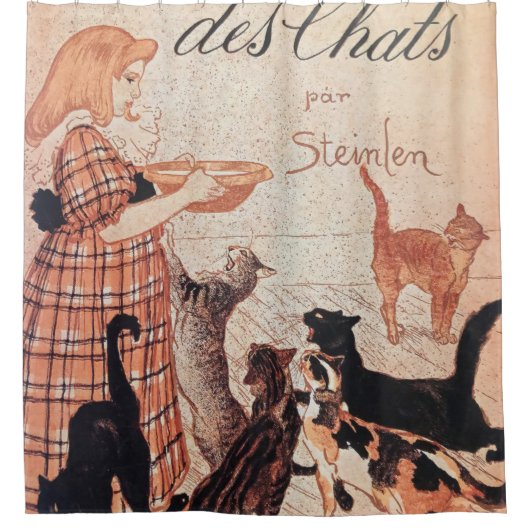 Meisvoer Vintage Steinlen Poster Douchegordijn (Voorkant)