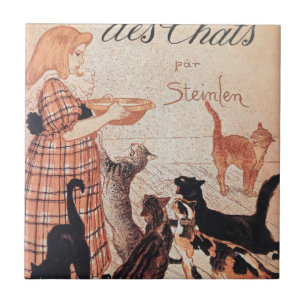 Meisvoer Vintage Steinlen Poster Tegeltje