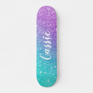 Meiszeemeermin paarse glitter chic turkooise ombre skateboard