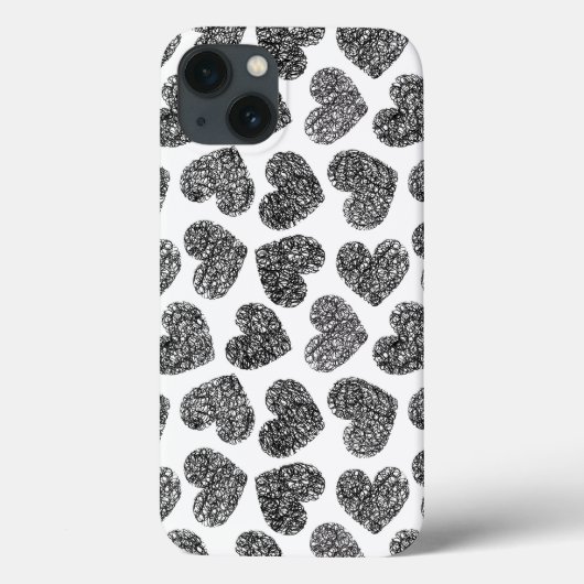 Meiszwart-wit-liefdeshartenpatroon Case-Mate iPhone Case (Achterkant)