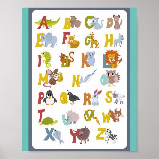 MEKIMI - Schattig Dierenalfabet Poster (Voorkant)