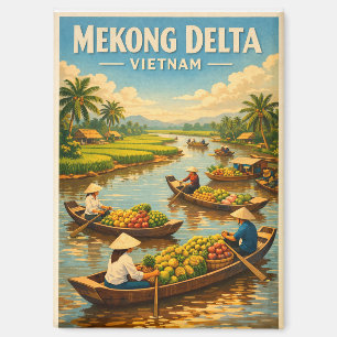 Mekong Delta, Vietnam, in klassieke retro-stijl Magneet