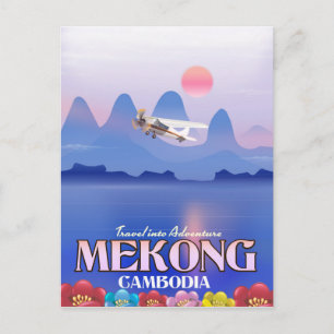 Mekong River Cambodia Vacation poster Briefkaart