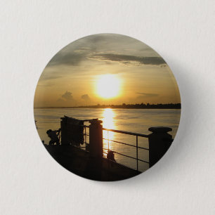 Mekong River Sunset ... Nong Khai, Isaan, Thailand Ronde Button 5,7 Cm