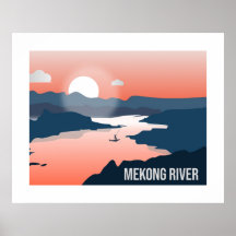 Mekong Rivier Silhouet Zonsondergang Reizen Wandku