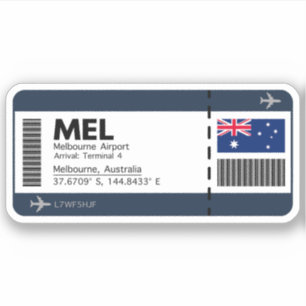 MEL Melbourne Boarding Pass - Airport Ticket Sticker