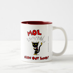 Mel "MOL: MEOW OUT LOUD"-Mok Tweekleurige Koffiemok