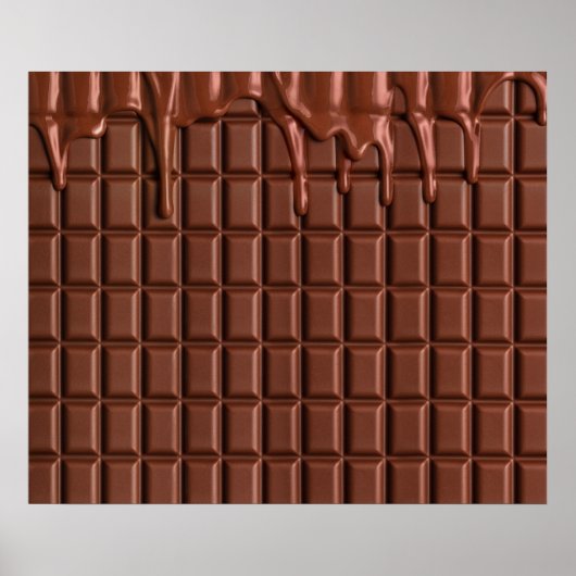 Melade chocolade die over een chocoladeblok druppe poster (Voorkant)
