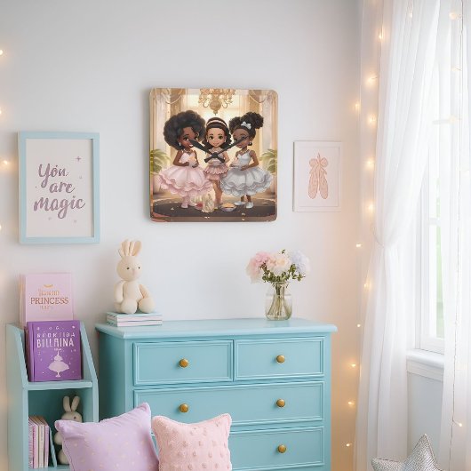 Melanated Magic Tea Party Wandklok Vierkante Klok