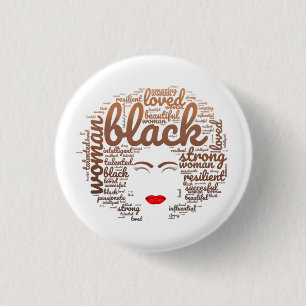 Melanated Strong Woman, Black History Ronde Button 3,2 Cm