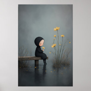 Melancholische bloemrijke fantasie muurkunstposter poster