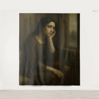 Melancholische reflectie - tijdloze klassieke poor wandkleed